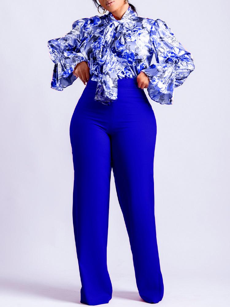 Women's Fashionable Autumn 2025 Two-Piece Set: Stylish Lapel Top & Straight Leg Pants
