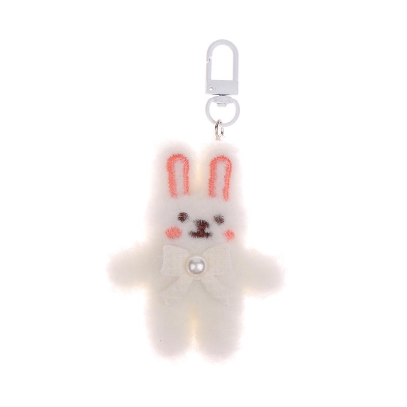Bowknot Rabbit Plush Pendant Cartoon Bunny Keychain Soft Stuffed Doll Car Key Ring Backpack Bag Decor