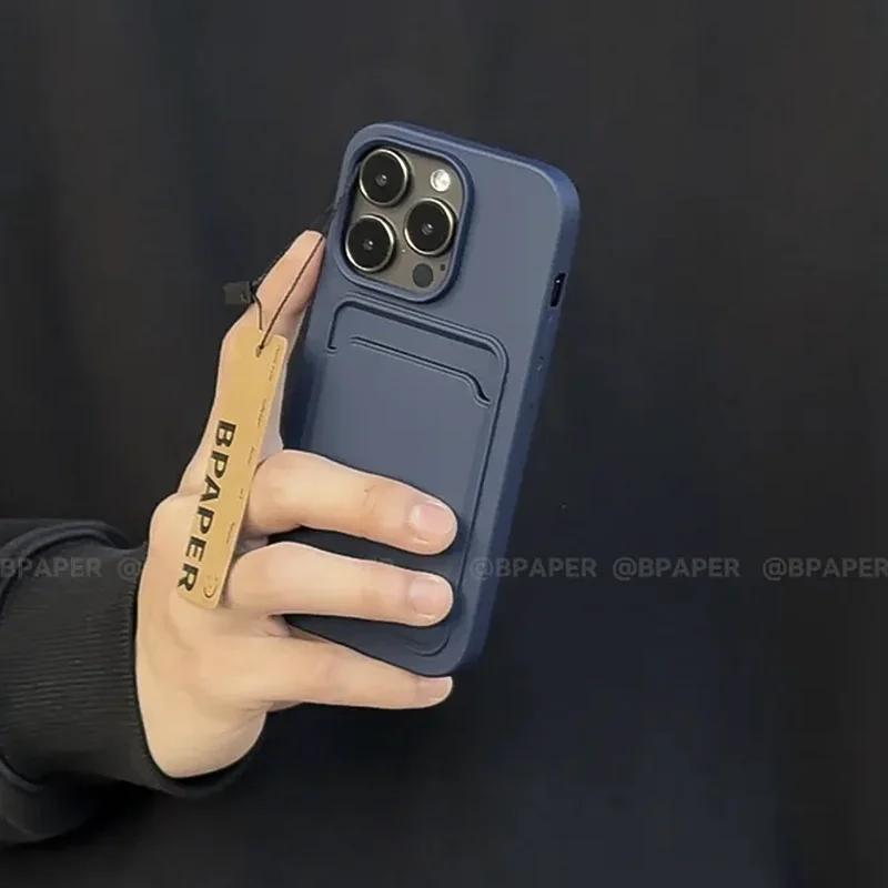 Luxury Card Bag Slot Holder Pocket Case For iPhone 17 16 15 14 13 12 11 Pro Max XS XR X 8 7 Plus Soft Silicone Shockproof Cover
