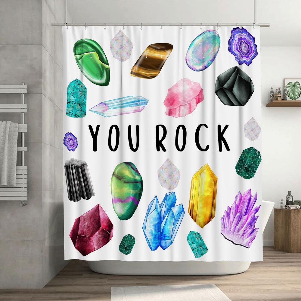 Bright Crystal Shower Curtain You Rock Decor Bathroom Waterproof Fabric Print Home Decoration Wall Hanging For Bathrooms White C