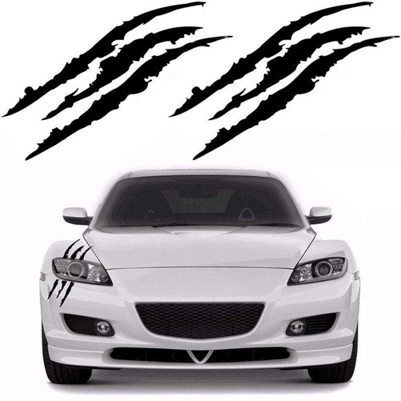 2X Black Vinyl Eye Catching Claw Marks Decal Sticker Waterproof For Car Headlamp