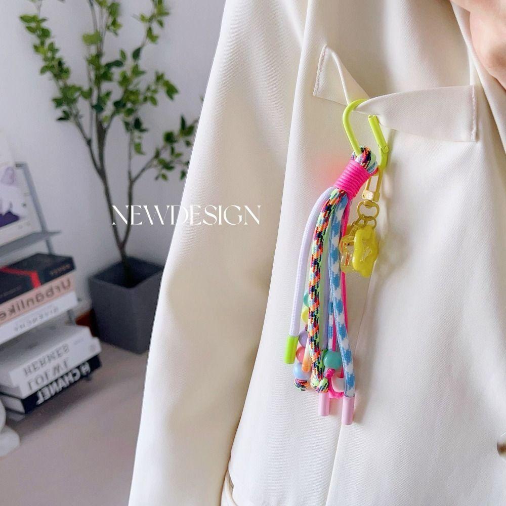 Dopamine Bohemian Tassel Pendant Colorful Ethnic Style Pendant Braid Rope Bag Charms  Bag Hanging