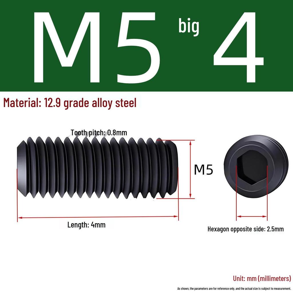 Grade 12.9 Hex Socket Headless Set Screw (M3-M16)