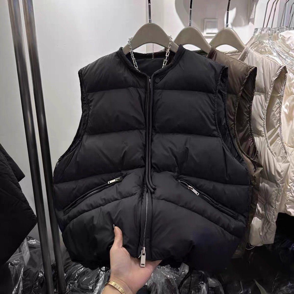 

Европейский стиль, большой размер, утолщенный теплый пуховый жилет - осенне-зимняя верхняя одежда без рукавов M (85-105 kg) чёрный