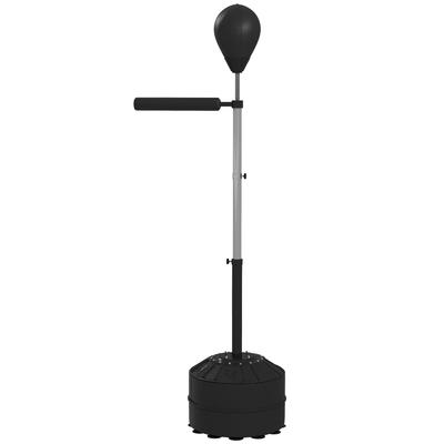 Punching Ball with Reflex Bar, Height-Adjustable 160-205 Cm, Fillable Base, Incl. Air Pump, Black