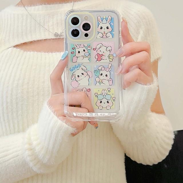 

Чехол-подставка с милым кроликом, счастливым цветком, мультяшным персонажем Ins Sweet Bunny, чехол для телефона Iphone 11 Promax 12 13 14 Pro Max Plus, задняя крышка For iphone 13