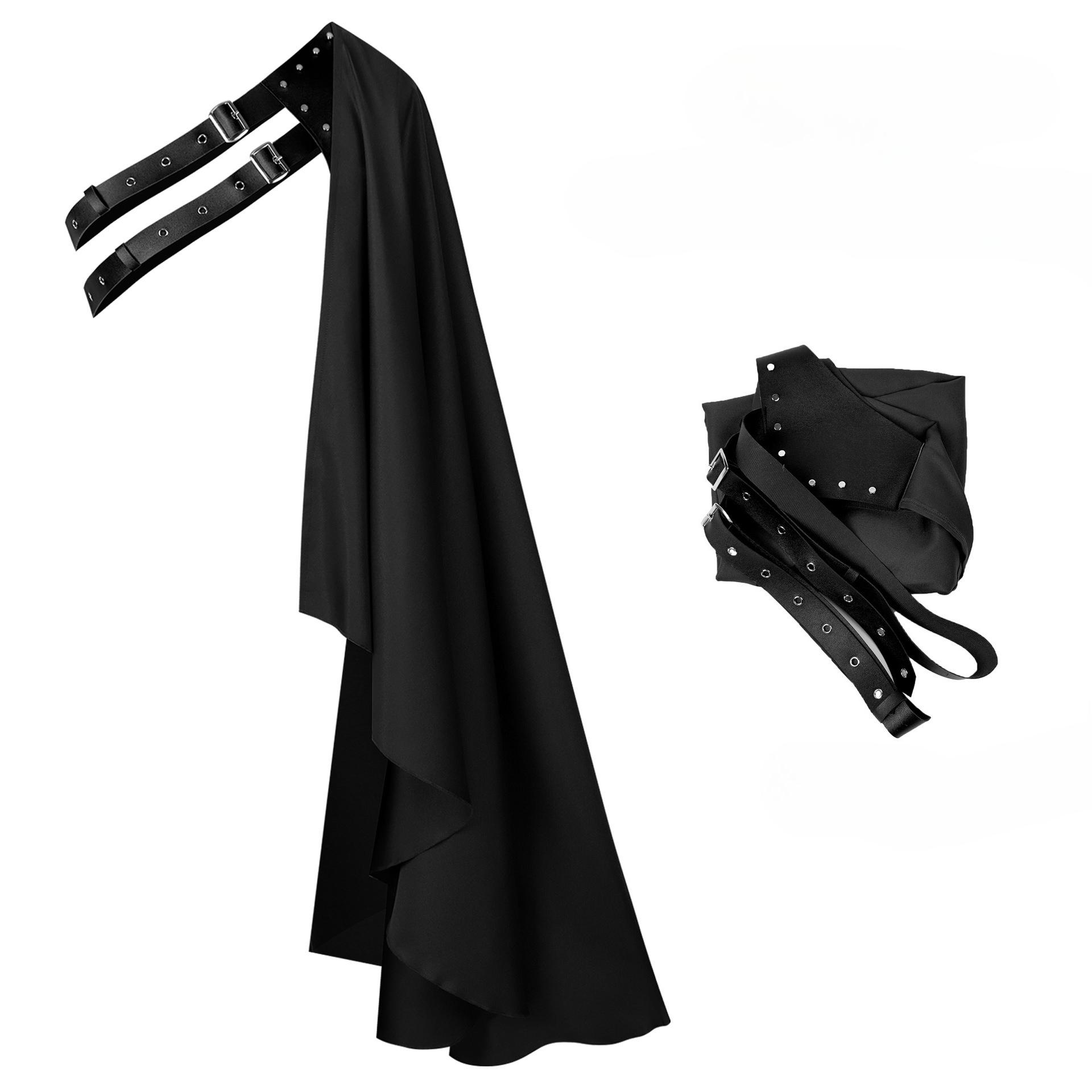 Unisex Steampunk Belted Cape Retro Medieval Halloween Party Outfit чёрный