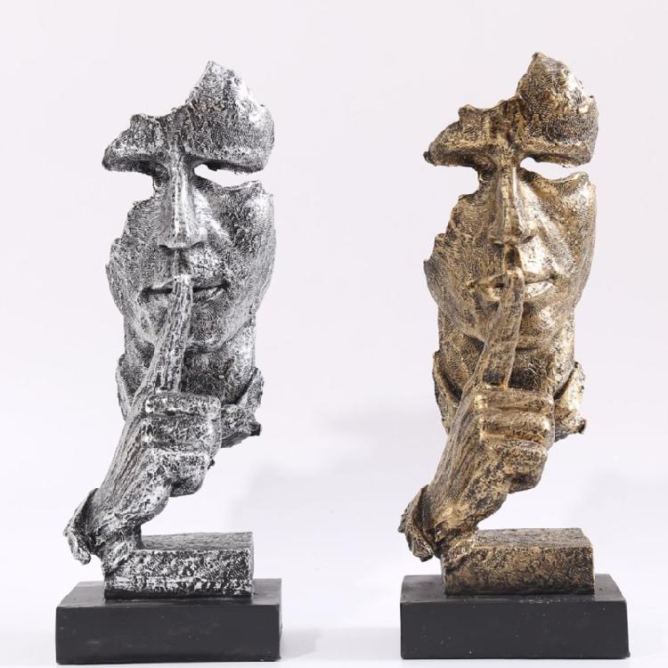 Exquisite Silence is Golden Thinker Statue Figurine Handcraft Entrance Objects