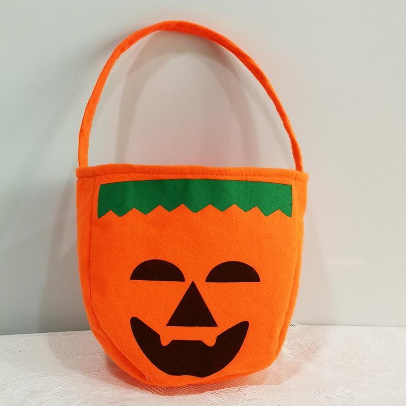 Kids Halloween Pumpkin Candy Bag - Felt Cartoon Party Decoration One Size