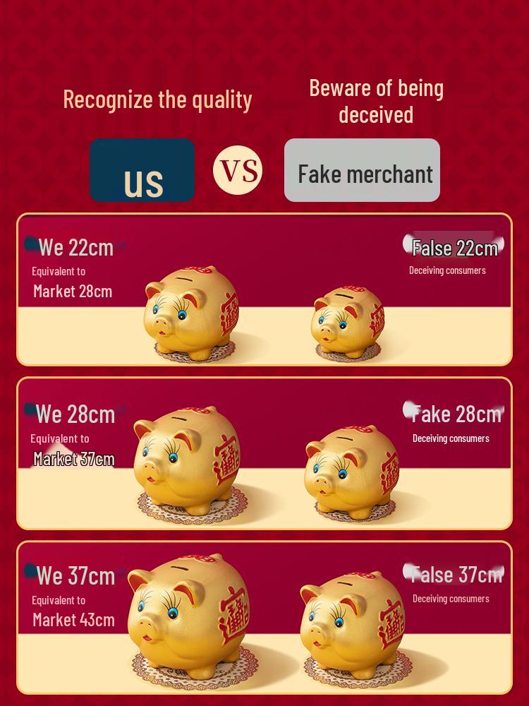 

Large Capacity Golden Pig Piggy Bank 2025 Model for Kids