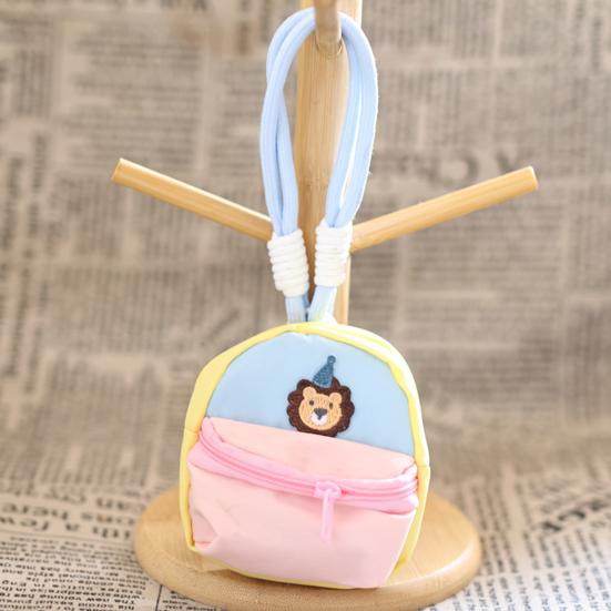 Small Coin Purse for Girls Purse, Macaron Style Mini Backpack Pendant with Lanyard, Lightweight Durable Fabric Pouch Double Zippered Compartments