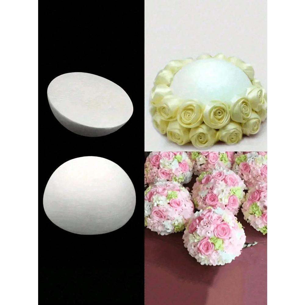White Solid Foam Half Ball. Foam Blocks For Fresh And Artificial Flower Arrangements, Autumn Decorations, Halloween Decorations, Plant Decorations