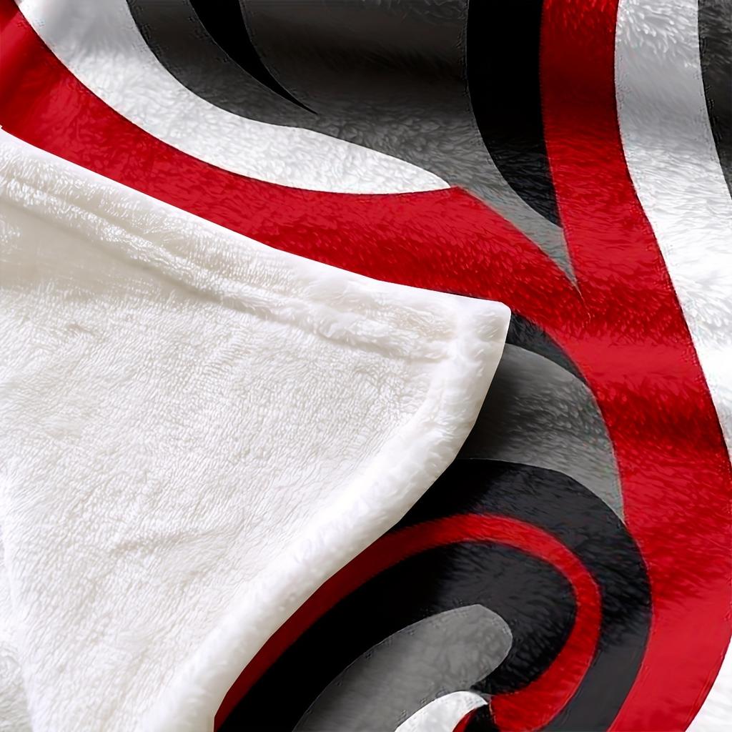 1pc Luxurious Red Gray Black Swirls Flannel Blanket - Ultra Soft, Cozy, and Warm Throw for Couch, Bed, Sofa, Camping, and Travel