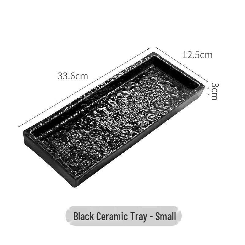 QianXing Water Ripple Black Ceramic Bathroom Tray - 5 Pack