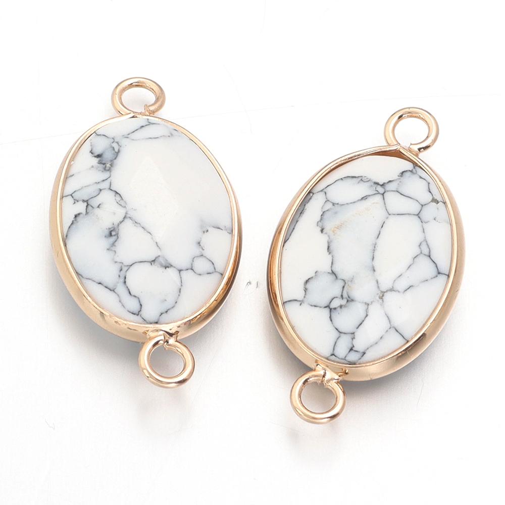 2 Pcs Natural Stone Charms Gold Edge Oval Shape Pendant for Jewelry Making Accessories DIY Necklace Bracelet Earring Supplies