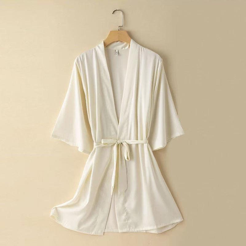Women's Ice Silk Robe: Elegant, Sexy, and Thin Pajamas for Spring and Autumn.