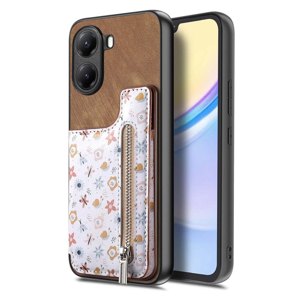 For Xiaomi Poco X7 Pro 5G/Xiaomi Redmi Turbo 4 5G Leather Phone Cover with RFID Blocking Zipper Card Bag Kickstand