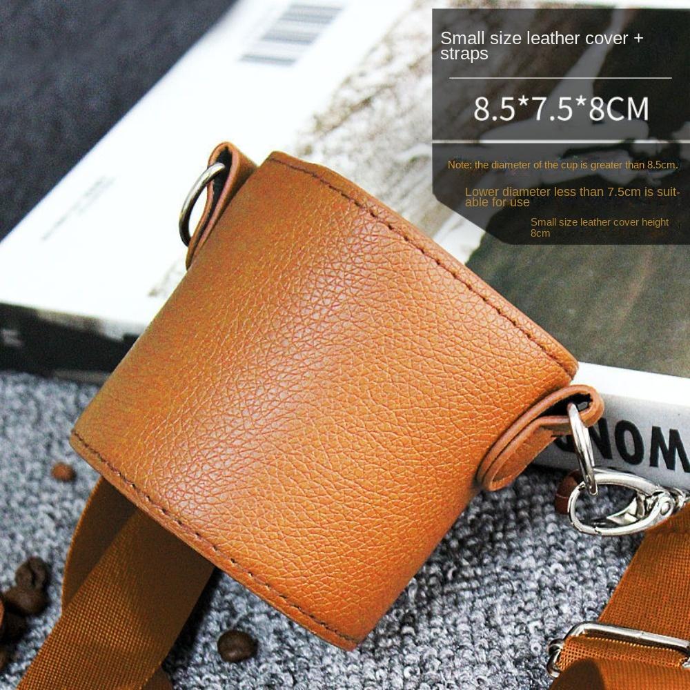 PU Leather Leather Cup Holder with Strap Tumbler Carrier Pouch 2024 Coffee Mug Accessory  Hiking