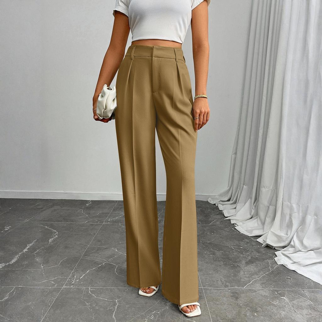 Women's Casual Business High-Waisted Loose Straight Wide-Leg Suit Pants