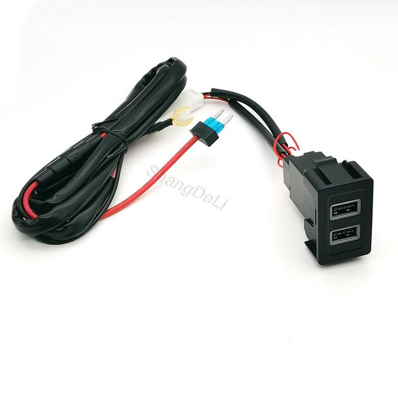 12V/24V Red Led Light Fit For Suzuki SX4 Swift Car Dual Interface Charger Adapter Socket QC3.0 USB Socket Adapter