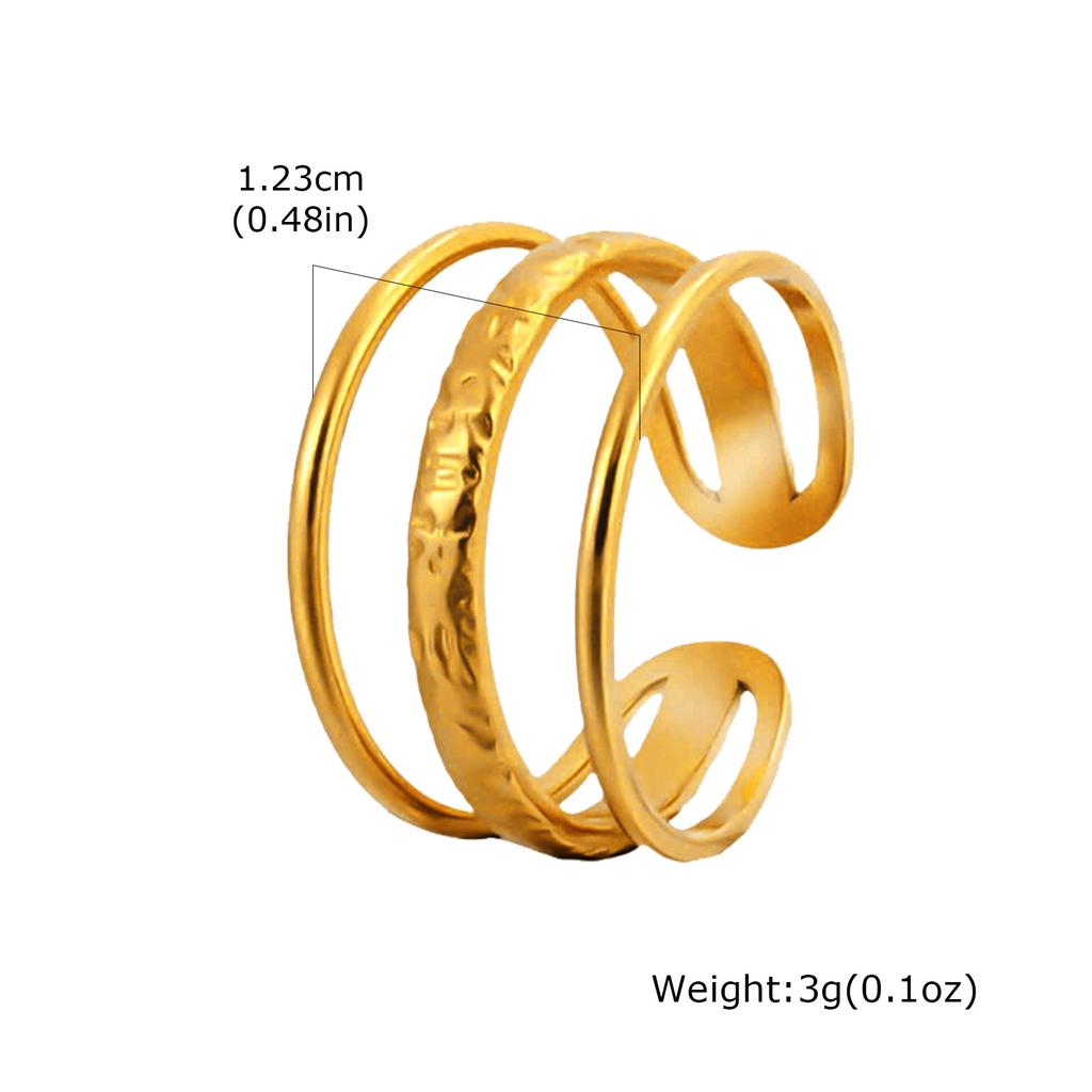 Vnox Aesthetic Geometric Rings For Women,Stainless Steel Smooth Adjustable Open Finger Ring,Elegant Jewelry Wedding Gifts
