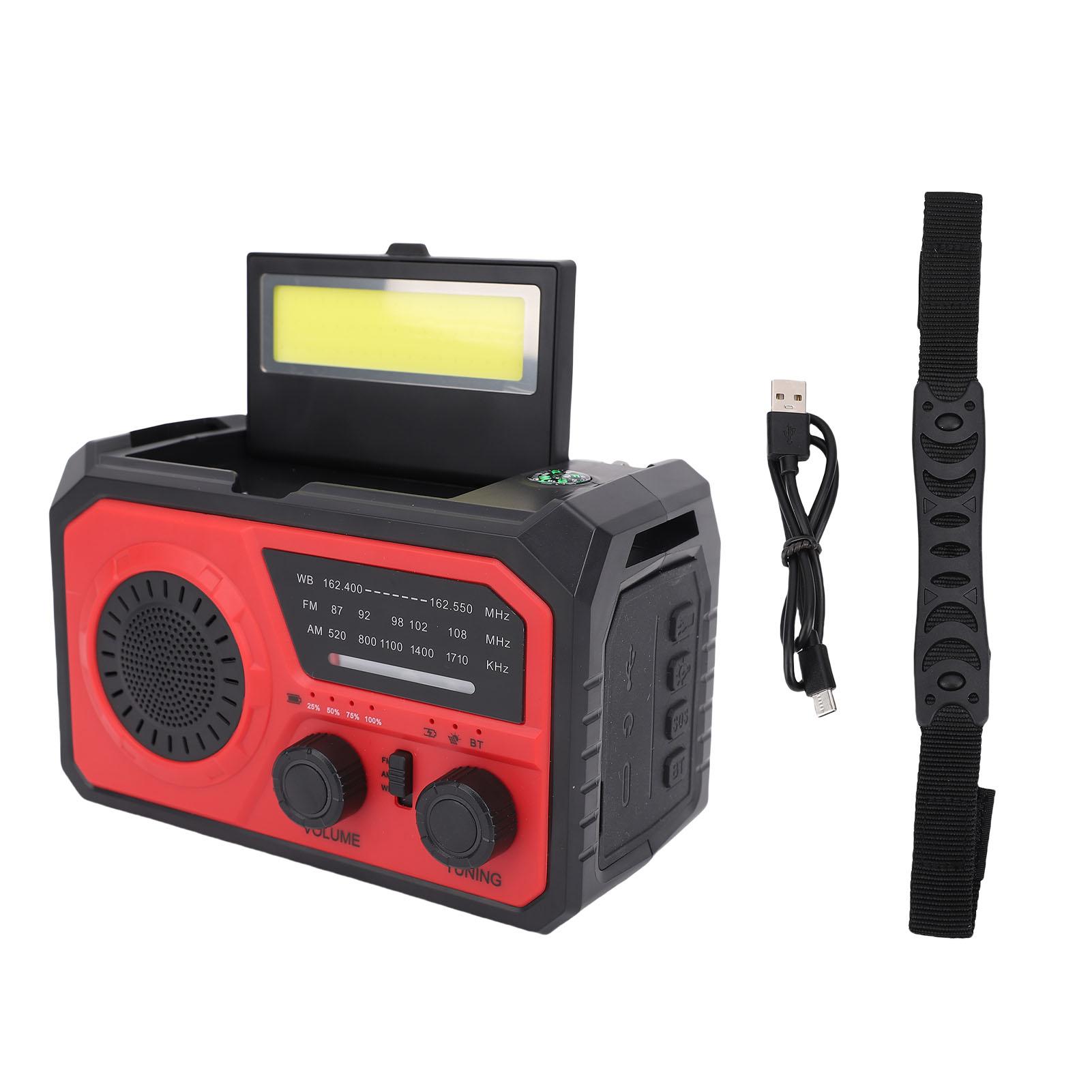 

Аварийное радио AM FM WB Портативное радио 16000 мАч Батарея Зарядка Type C Солнечная панель Ручной завод SOS