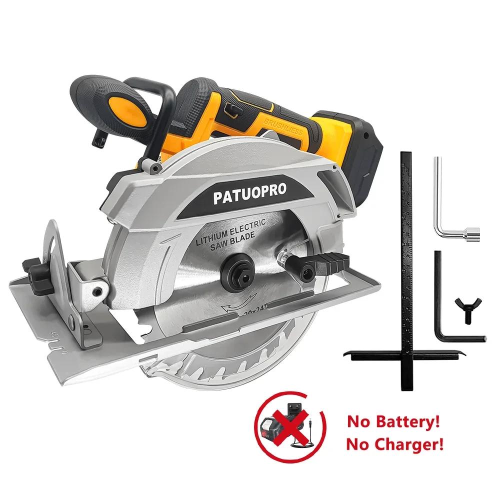 PATUOPRO 1500W Brushless Circular Saw 6.5inch Cordless Electric Saw Stone Woodworking Cutting Power Tools For Makita 18V Battery