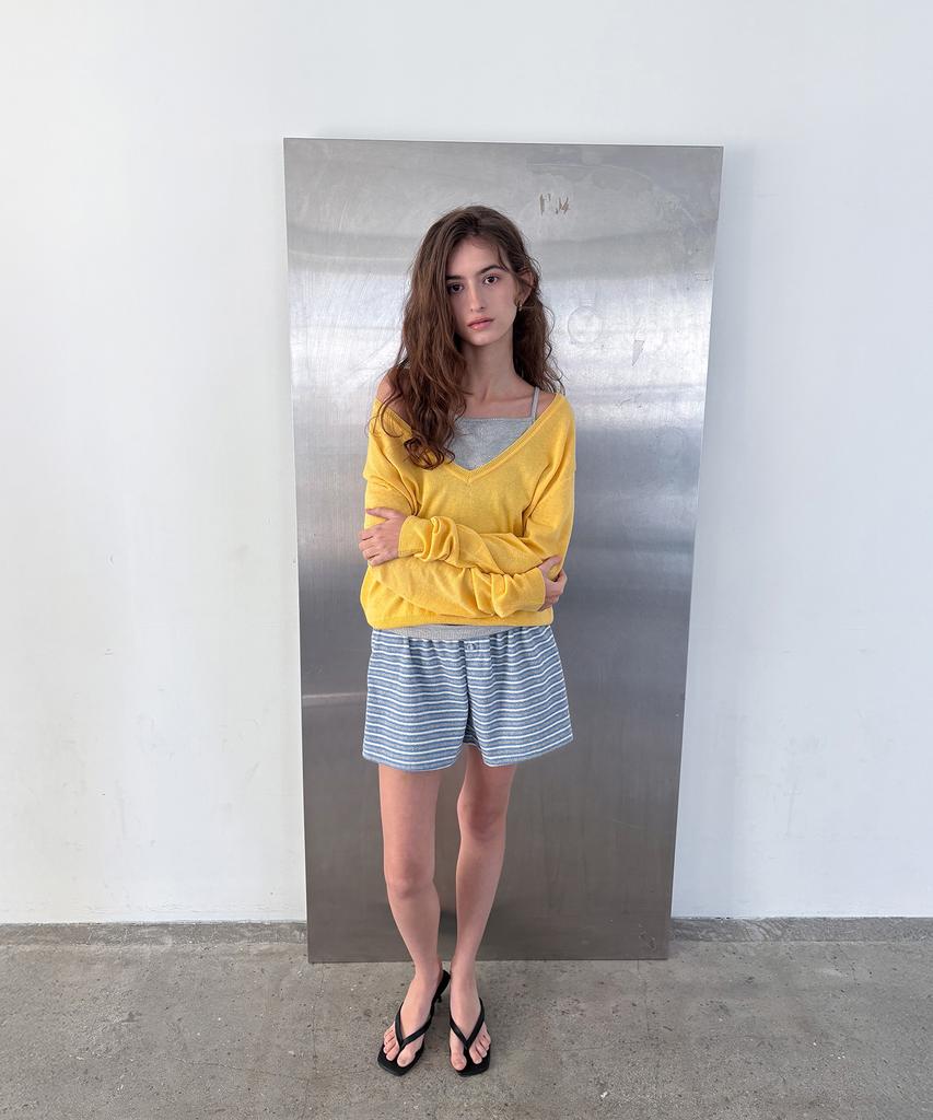 Poeteuseoul Cozy Stripe Shorts_Blue