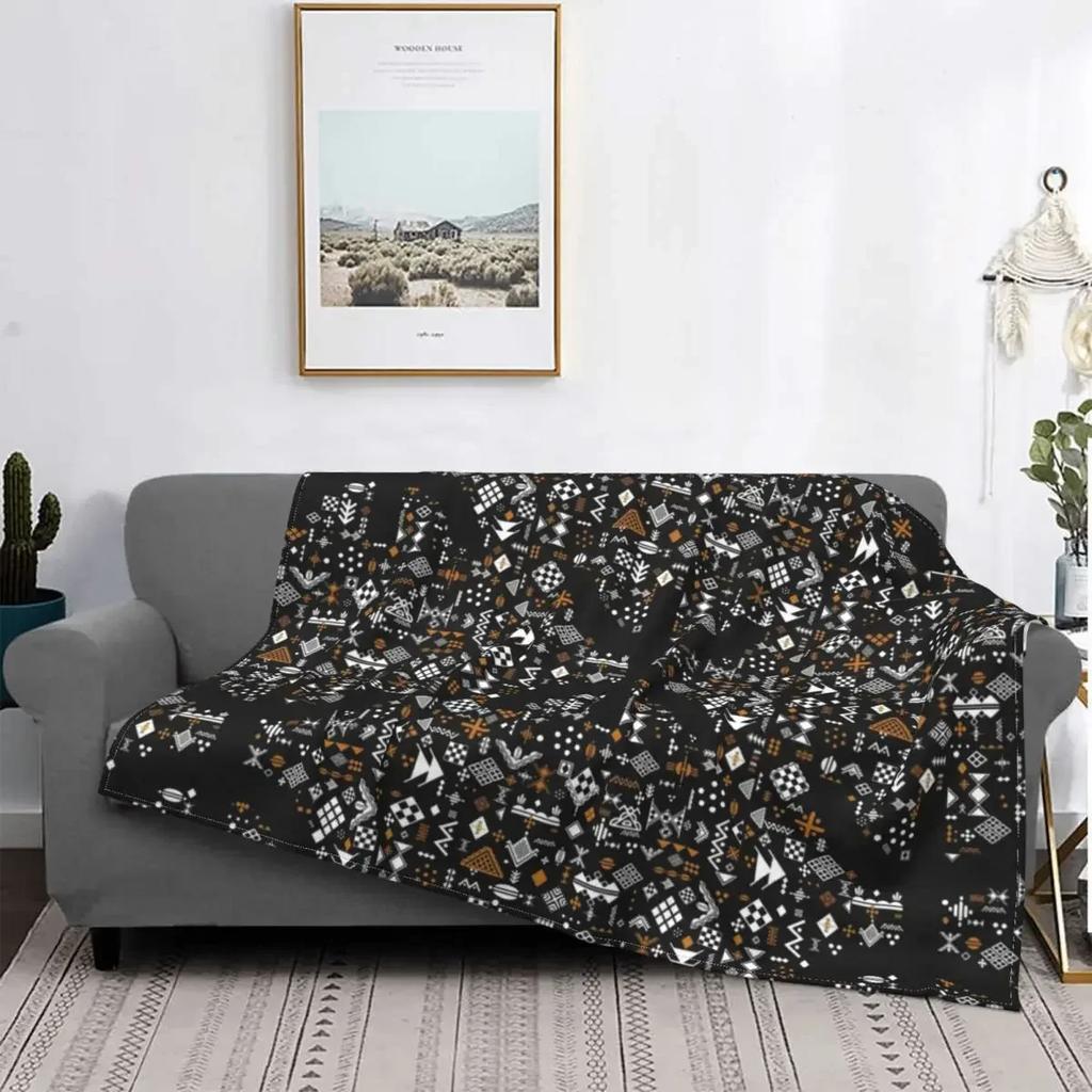 D Printed Kabyle Carpet Blankets Soft Flannel Winter Bohemia Amazigh Berber Throw for Couch Bed Home Gifts