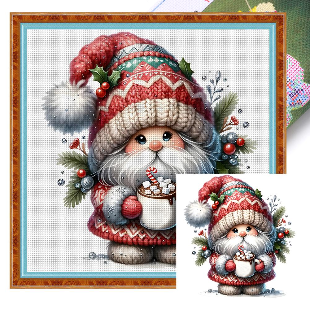 Full Embroidery Eco-cotton Thread 11CT Printed Xmas Gnome Cross Stitch Kit Art
