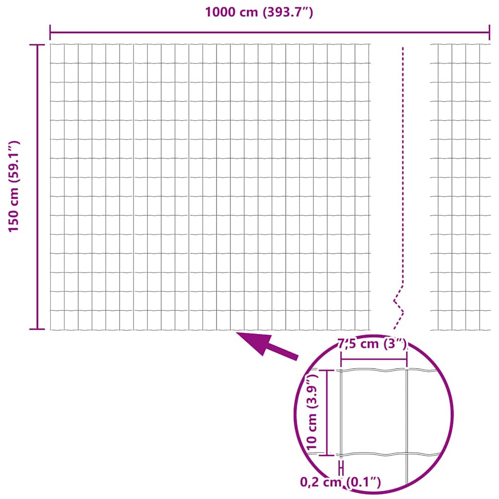 Euro Fence Gray 1.5 x 10 m PVC Coated Iron