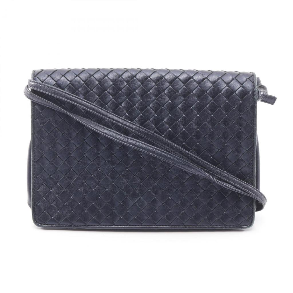 Used BOTTEGA VENETA Intrecciato Shoulder Bag leather Navy Used Women