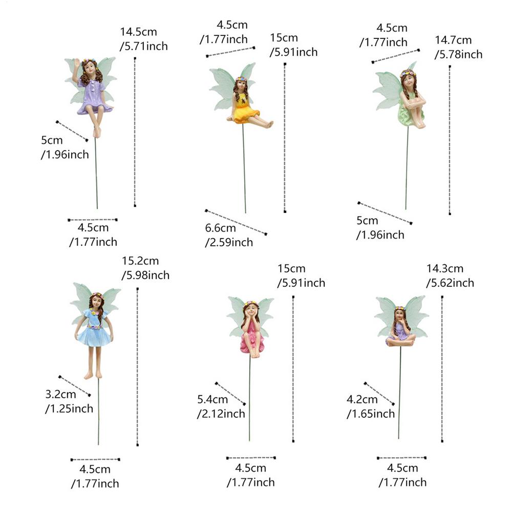 Fluorescent Fairies Figurines 6pcs Home Sculptures Ornament Home Cake Topper Decorations Garden Resin Small Accessories