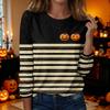 Women's Casual Long Sleeve Halloween Print Neck T-Shirt