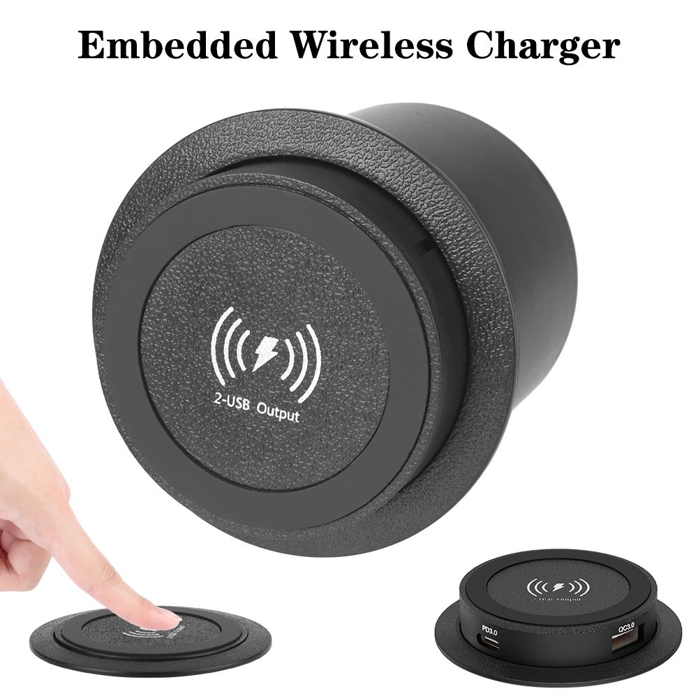 Car RV Embedded Wireless Charger Outlet Socket USB Quick Charge PD Charger 15W For Camper Truck ATV Boat Type-C Auto Accessories