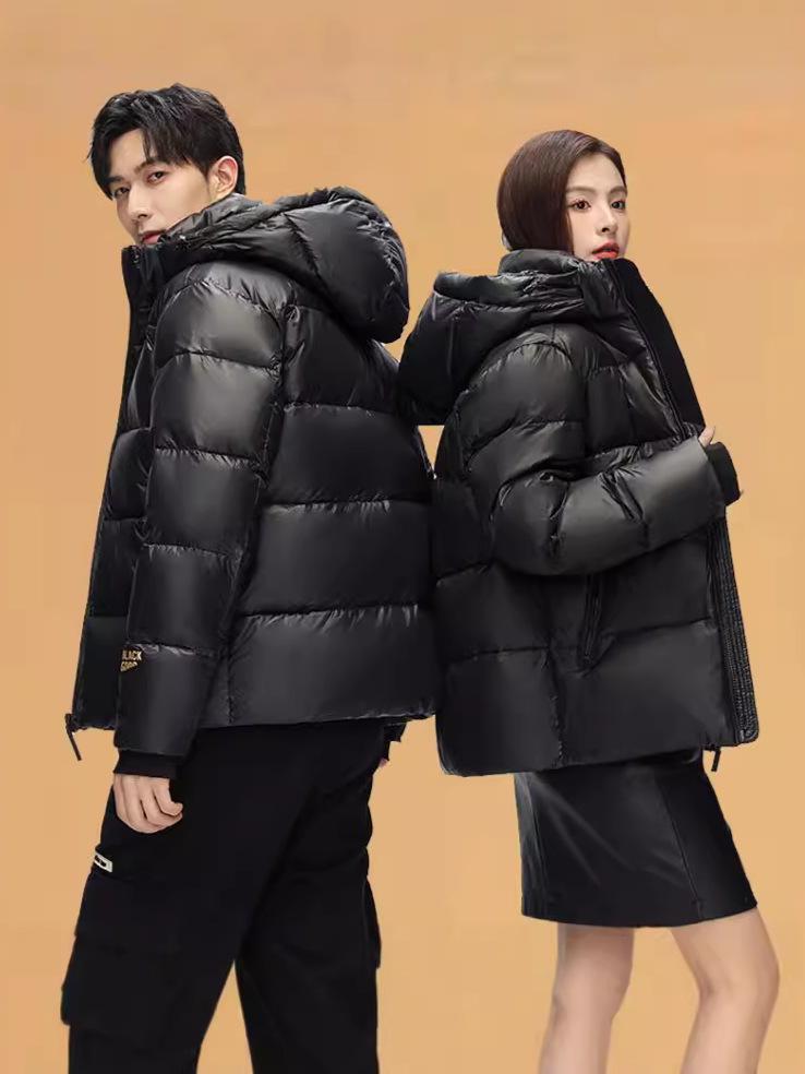 2026 Black Gold Goose Down Jacket - Short, Matte, Wash-Free, Thick Cold-Protection, Trendy Outerwear for Couples.