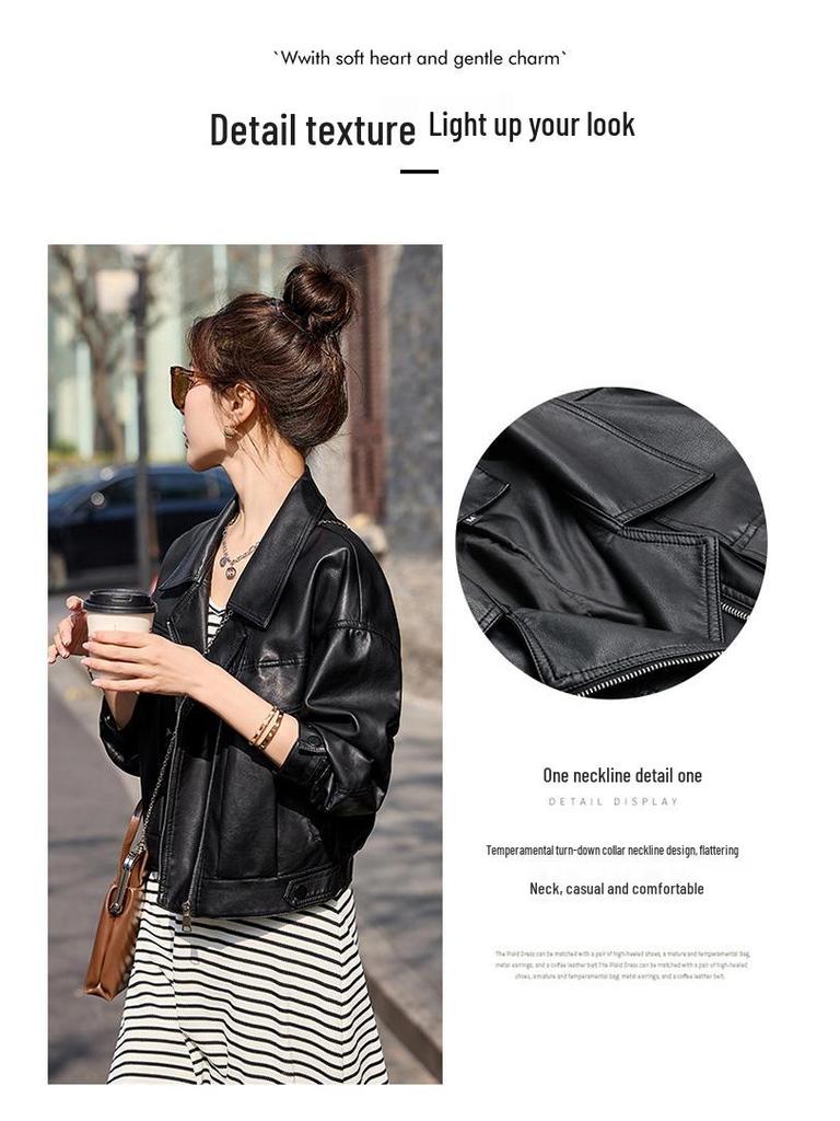 2025 Frühling/Herbst Damen Kurze Lammlederjacke - Lässig, Lockerer Modemantel