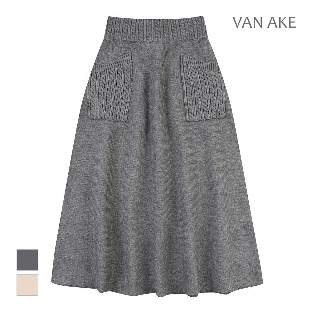 VANAKE Knit Cable Knit Long Skirt_Vb3Yksmv01Z