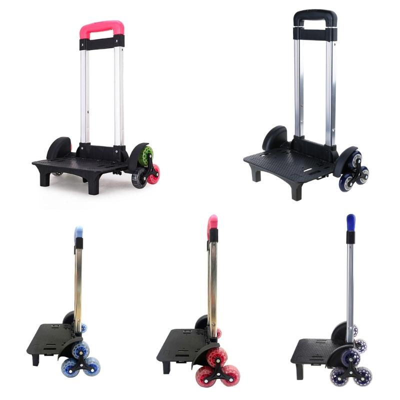 Aluminium Alloy Backpack Trolley with 6 Wheels Foldable Trolley Cart Wheeled Hand Truck for Luggage Backpack School Bags