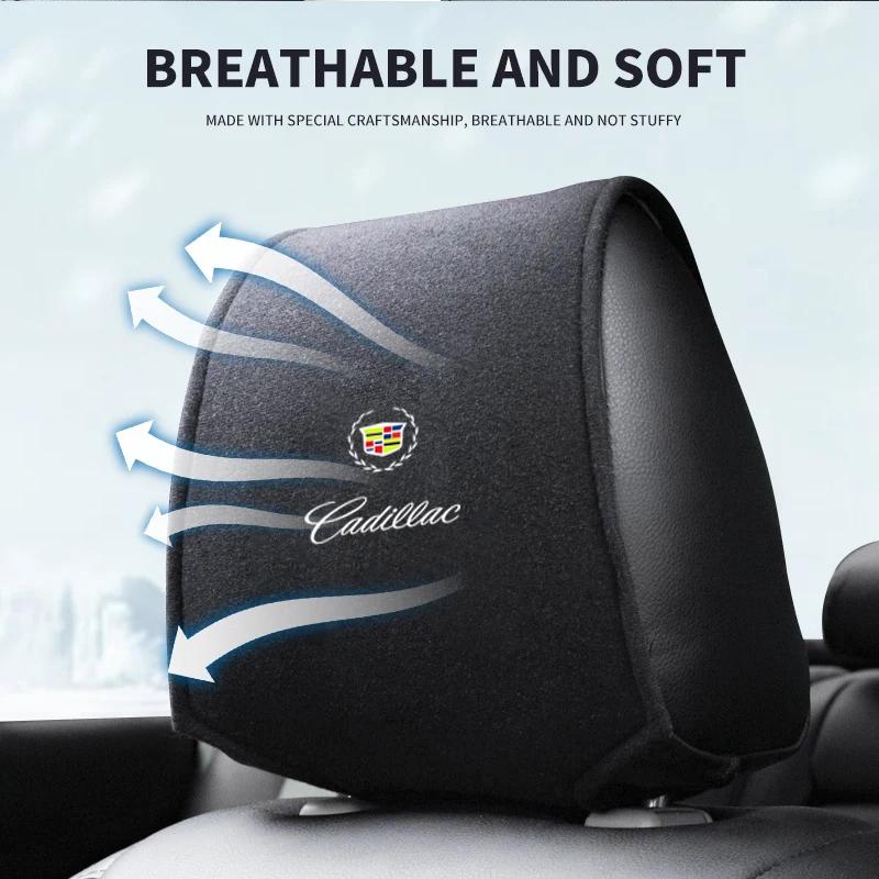 1PCS Car Styling Car Seat Headrest Pillow Cover For Cadillac Emblem ESCALADE ATS BLS CT4 CT6 SRX STS XT4 XT5 SLR XT6 XTS