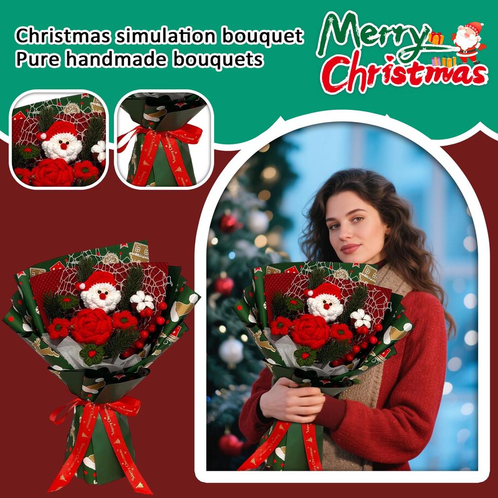 Christmas Simulation Bouquet Handmade Wool Bouquet Hand Bouquet Finished Product