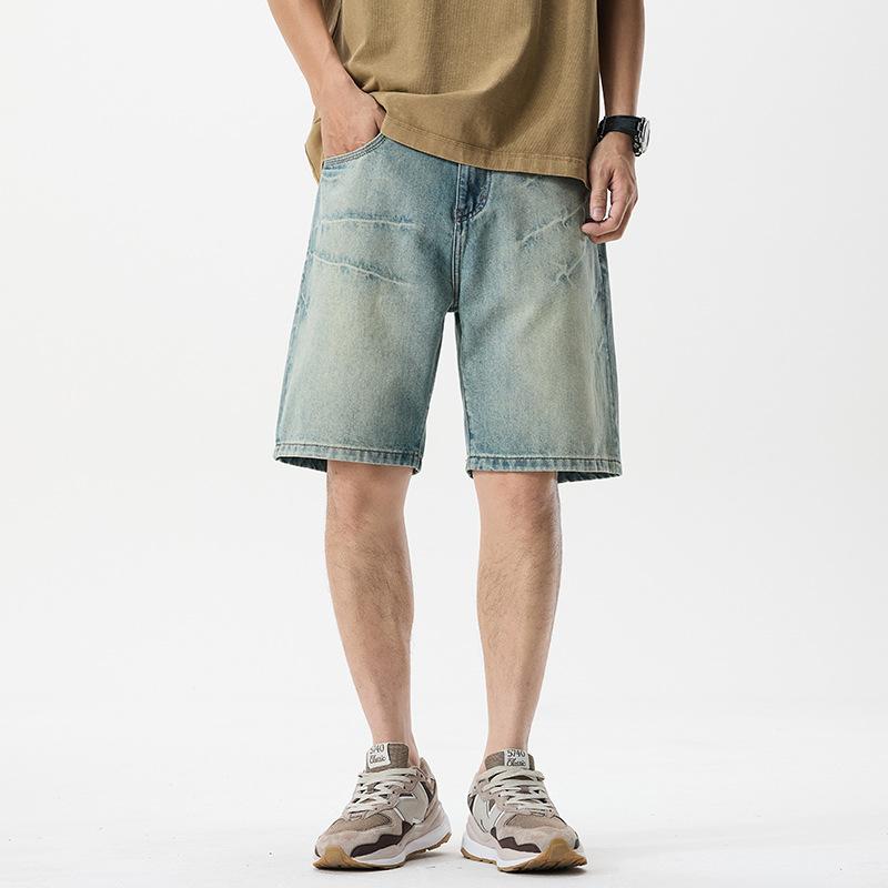 

Новые летние японские свободные шорты с пятью точками, изношенные шорты, джинсы, шорты с пятью точками, брюки средней длины 40 синий