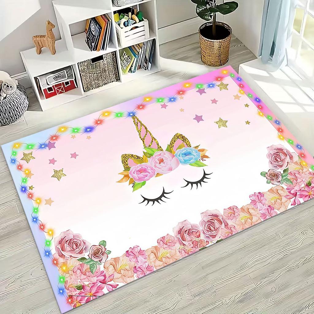 Elegant Ballet Dacing Girl Ballerina Cartoon Rug for Bedroom Living Room Sofa Home Doormat Decor,Large Kids Non-slip Floor Mat