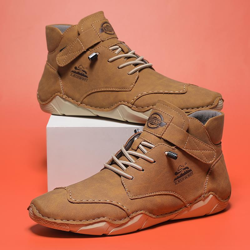 Newest Men Leather Casual Boots Handmade Spring Ankle Sneakers Soft Flats Men Boots Plus Size 39-47 Male Hombres Botas