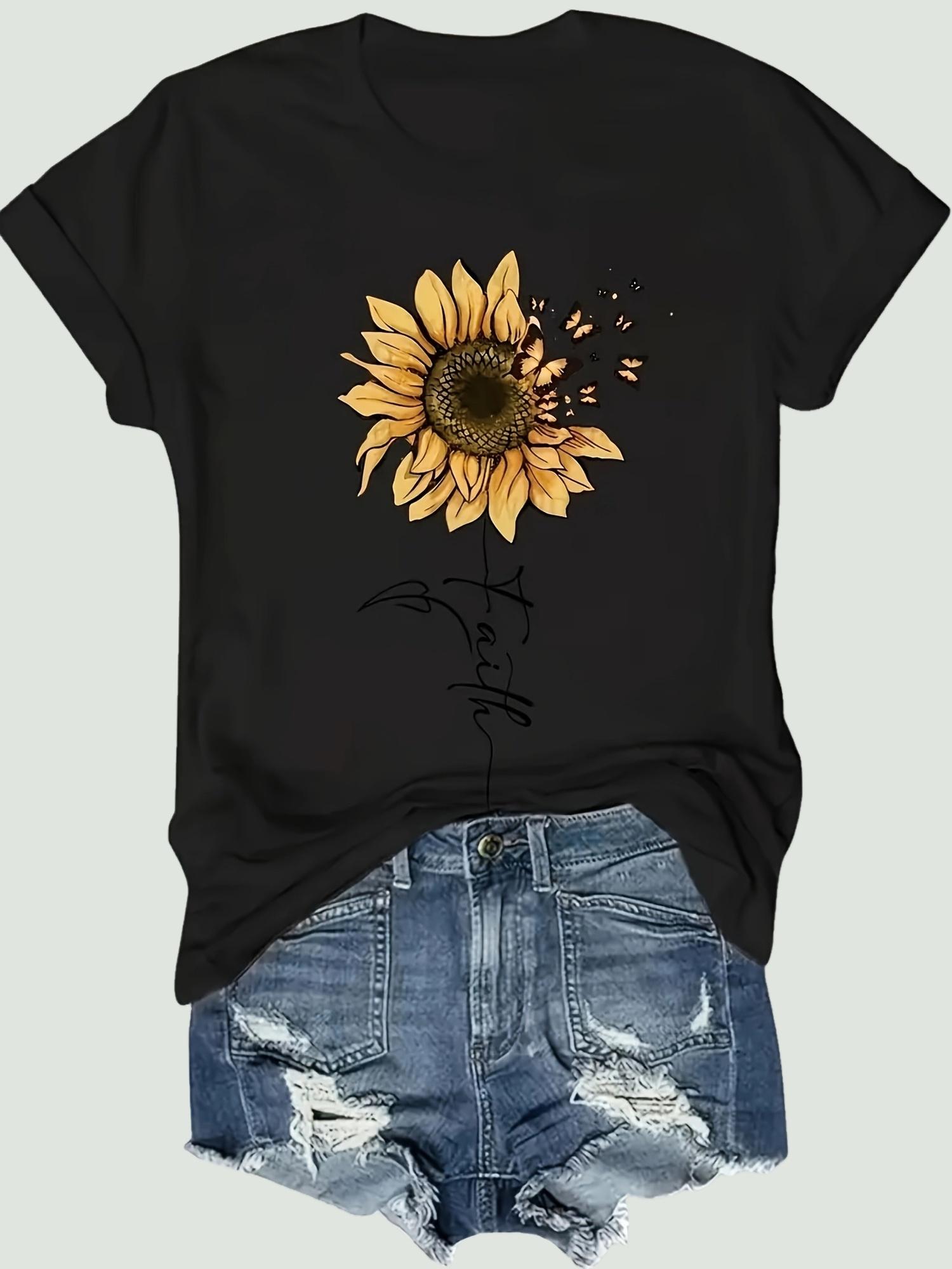 Sunflower Butterfly Faith Graphic T-shirt XXXXL