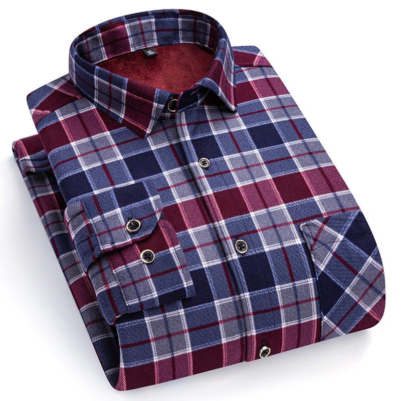 

2023 Мужская рубашка из бархатного флиса размера плюс: Двусторонний, теплый, большого размера, идеально подходит для людей среднего и пожилого возраста 8XL