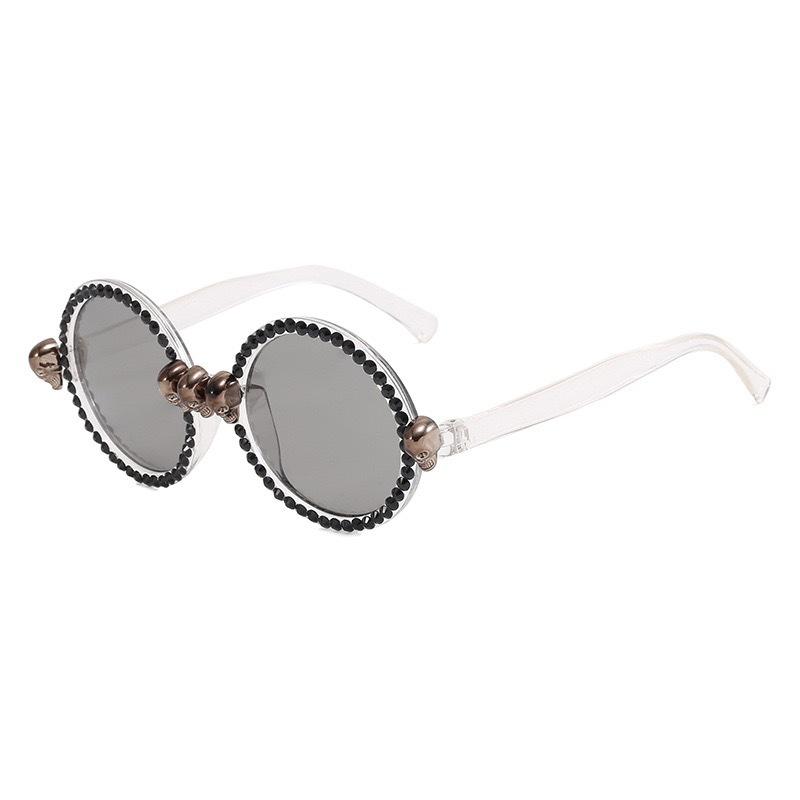 Fashion Round Frame Sunglasses, Personalized Tiled Skull Shape Glasses, Sunglasses