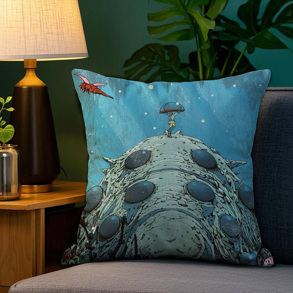 Anime V-Valley of the W-Wind Cartoon Pillow Case Anti-dustmite Pillowcase Invisible Zipper Silky Short Plush Sofa Cushion Cover