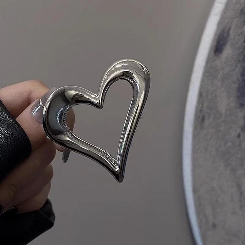 

Металлические ажурные золотисто-серебристые заколки-краб для волос в форме сердца для женщин и девочек, элегантные женские заколки-краб, аксессуар для волос чёрный