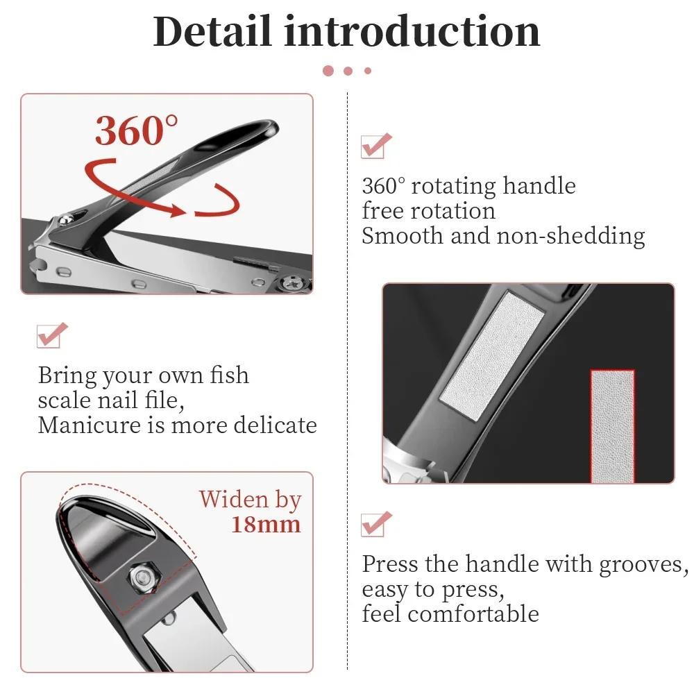 Stainless Steel Nail Clippers Toenail and Nail Clipper Cleaner Personal Care Trimming Tools Splash Proof Nail Clippers